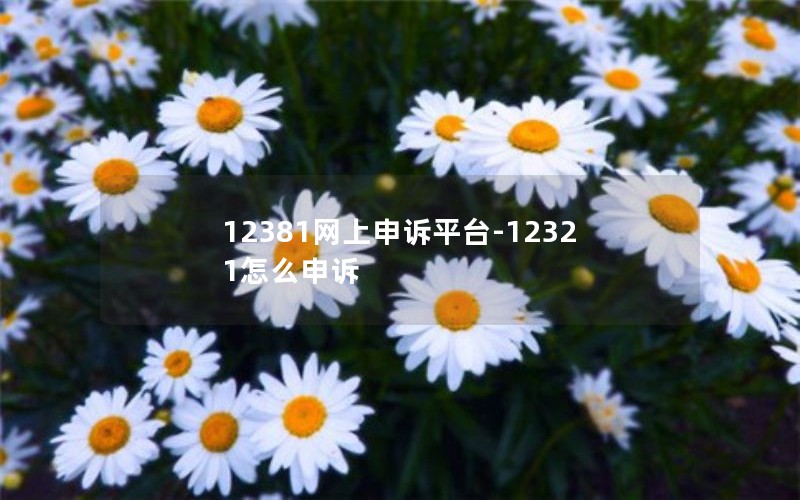 12381网上申诉平台-12321怎么申诉