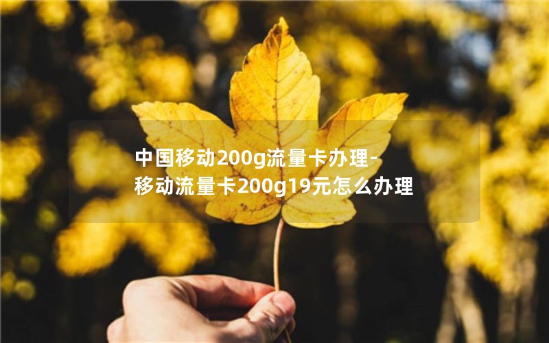 中国移动200g流量卡办理-移动流量卡200g19元怎么办理