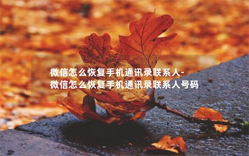 微信怎么恢复手机通讯录联系人-微信怎么恢复手机通讯录联系人号码
