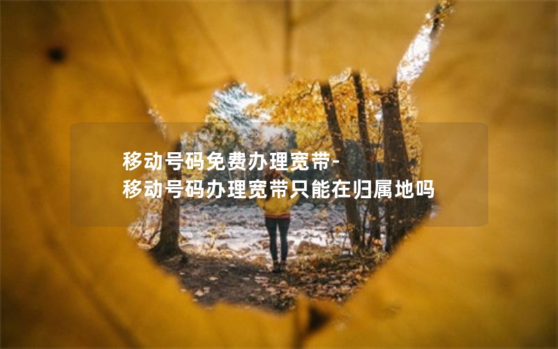 移动号码免费办理宽带-移动号码办理宽带只能在归属地吗