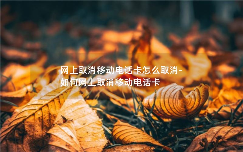 网上取消移动电话卡怎么取消-如何网上取消移动电话卡