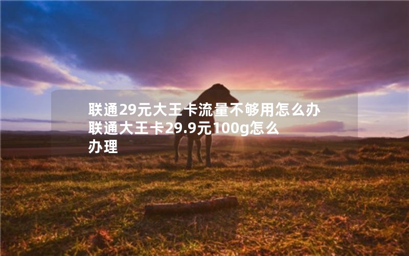 联通29元大王卡流量不够用怎么办 联通大王卡29.9元100g怎么办理