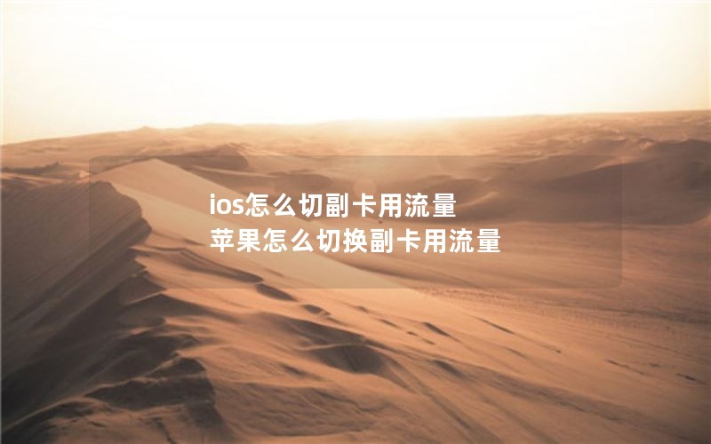 ios怎么切副卡用流量 苹果怎么切换副卡用流量