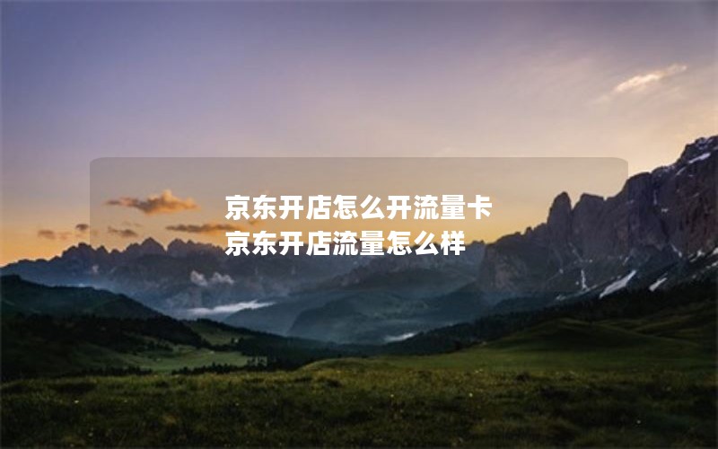 京东开店怎么开流量卡 京东开店流量怎么样