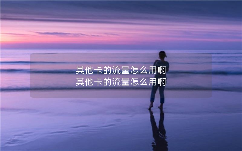 其他卡的流量怎么用啊 其他卡的流量怎么用啊