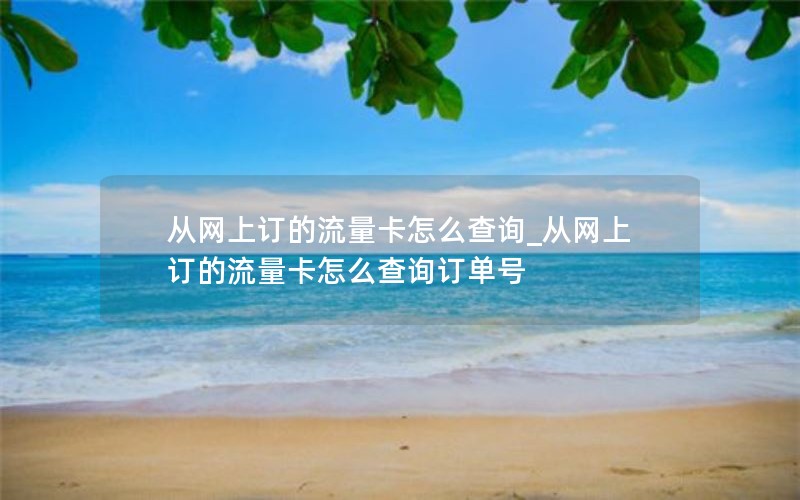 从网上订的流量卡怎么查询_从网上订的流量卡怎么查询订单号