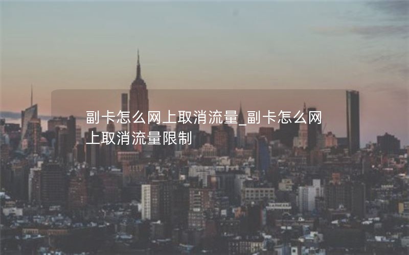 副卡怎么网上取消流量_副卡怎么网上取消流量限制