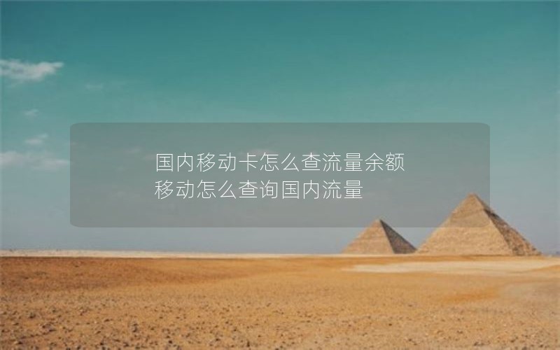 国内移动卡怎么查流量余额 移动怎么查询国内流量