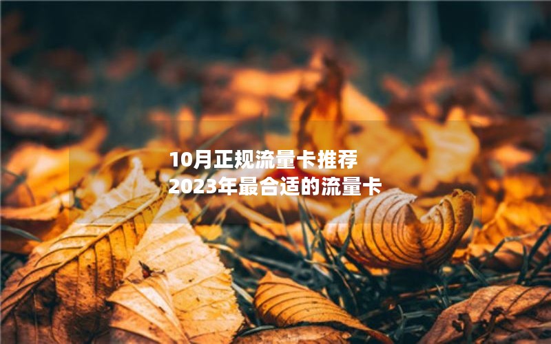 10月正规流量卡推荐 2023年最合适的流量卡