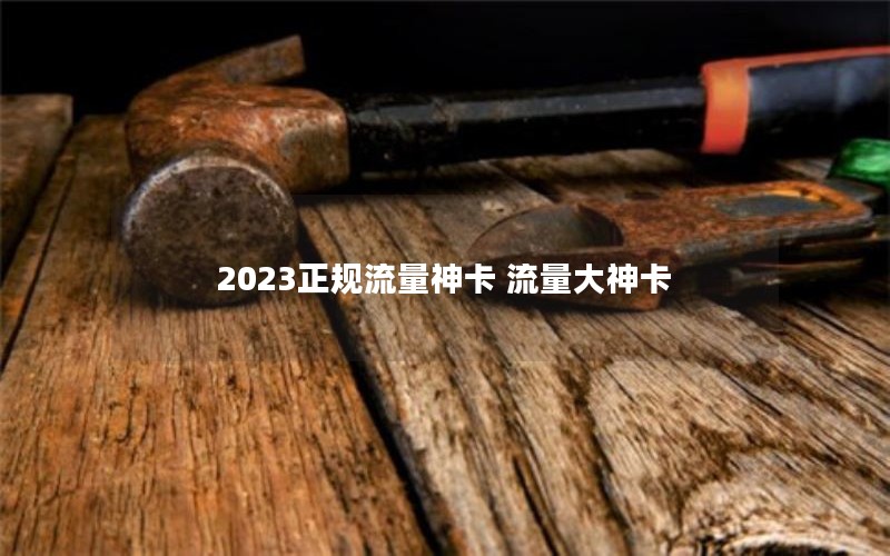 2023正规流量神卡 流量大神卡