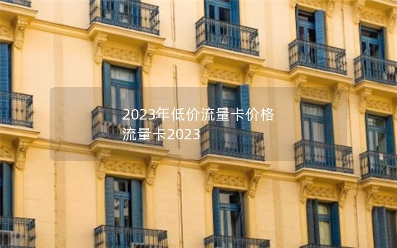 2023年低价流量卡价格 流量卡2023