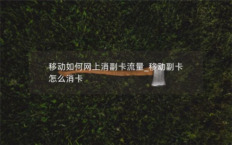 移动如何网上消副卡流量_移动副卡怎么消卡