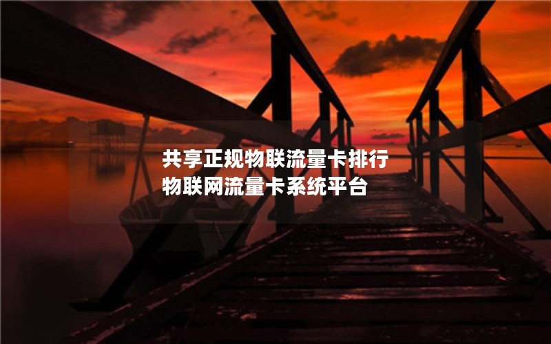 共享正规物联流量卡排行 物联网流量卡系统平台