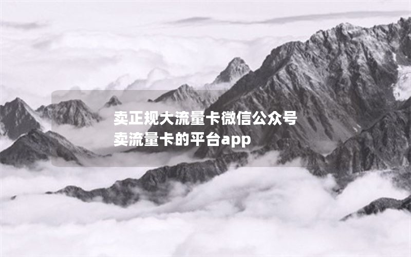 卖正规大流量卡微信公众号 卖流量卡的平台app