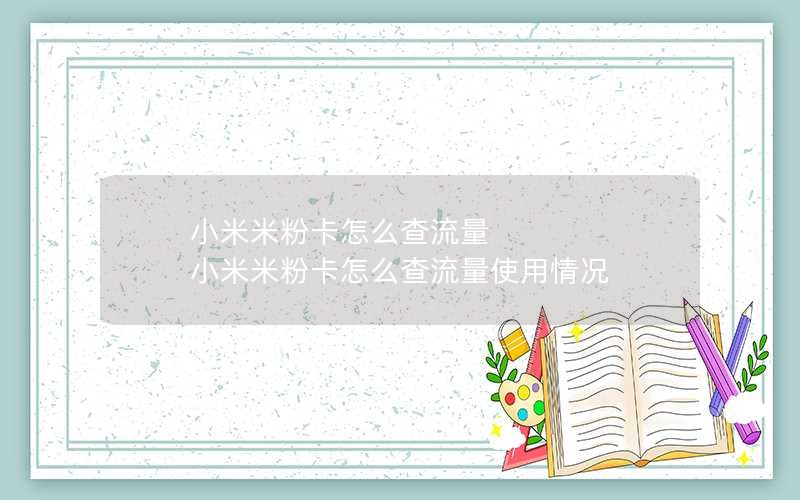 小米米粉卡怎么查流量 小米米粉卡怎么查流量使用情况