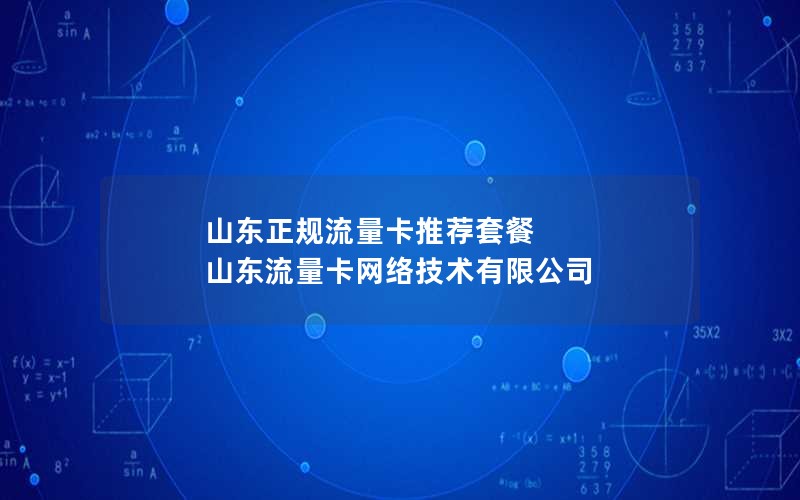 山东正规流量卡推荐套餐 山东流量卡网络技术有限公司