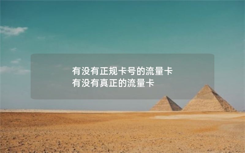 有没有正规卡号的流量卡 有没有真正的流量卡