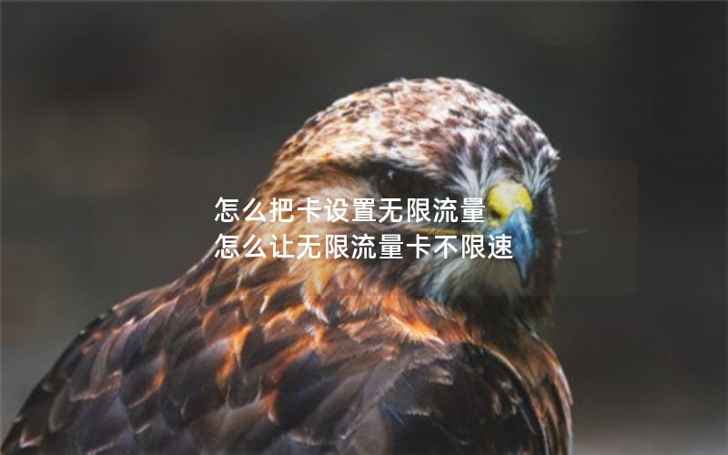 怎么把卡设置无限流量 怎么让无限流量卡不限速