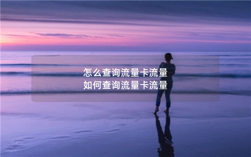 怎么查询流量卡流量 如何查询流量卡流量