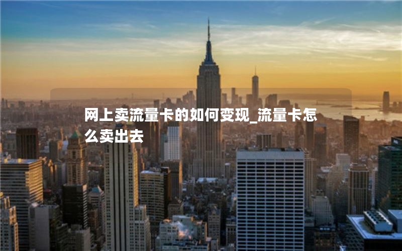 网上卖流量卡的如何变现_流量卡怎么卖出去
