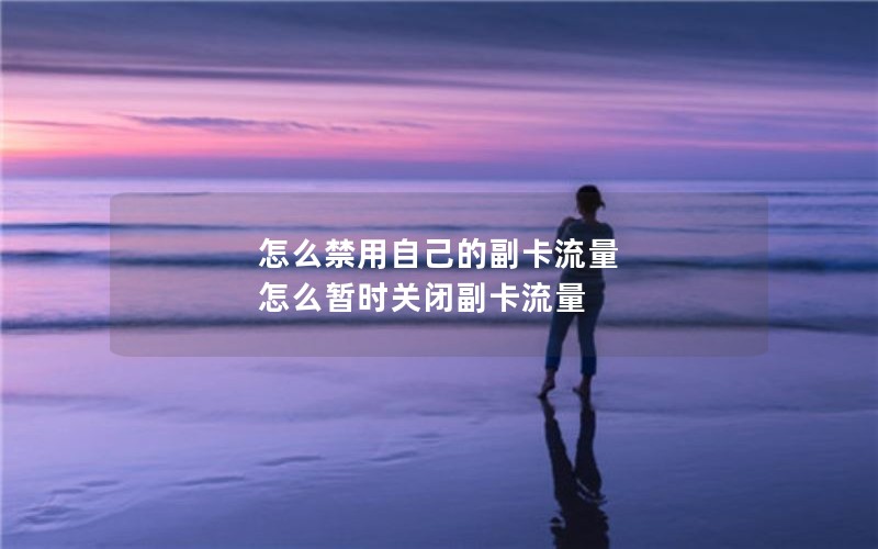 怎么禁用自己的副卡流量 怎么暂时关闭副卡流量