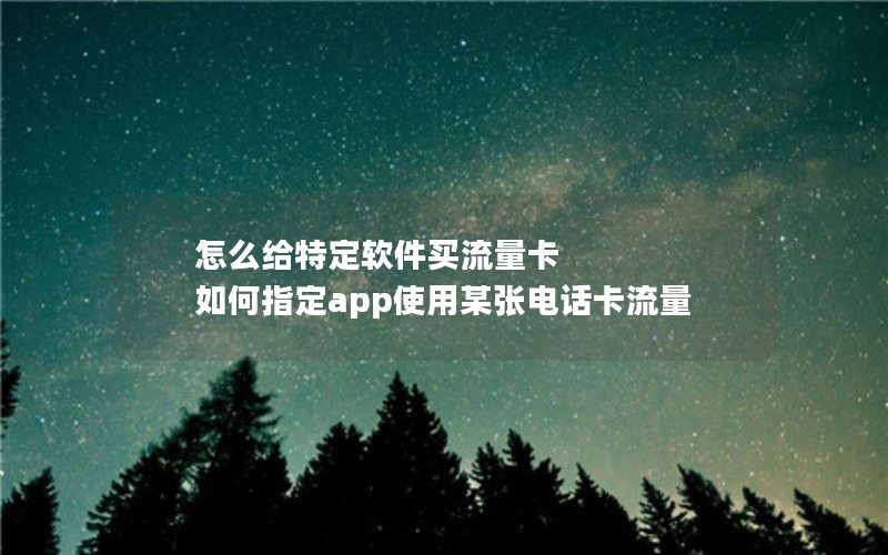 怎么给特定软件买流量卡 如何指定app使用某张电话卡流量