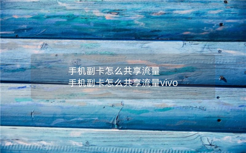 手机副卡怎么共享流量 手机副卡怎么共享流量vivo