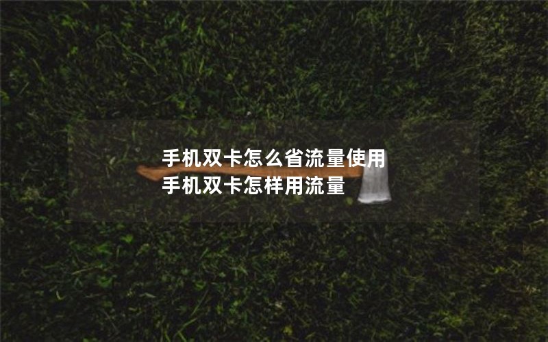 手机双卡怎么省流量使用 手机双卡怎样用流量