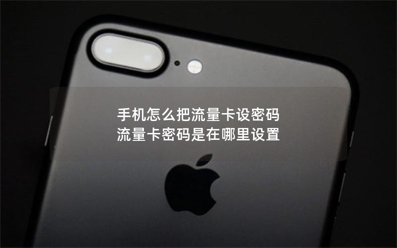 手机怎么把流量卡设密码 流量卡密码是在哪里设置