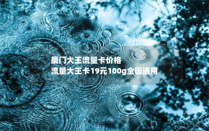 厦门大王流量卡价格 流量大王卡19元100g全国通用