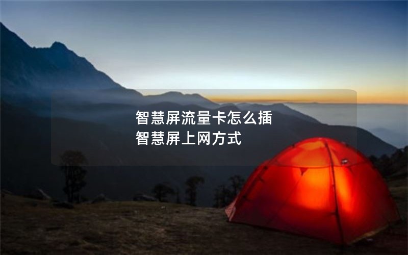 智慧屏流量卡怎么插 智慧屏上网方式