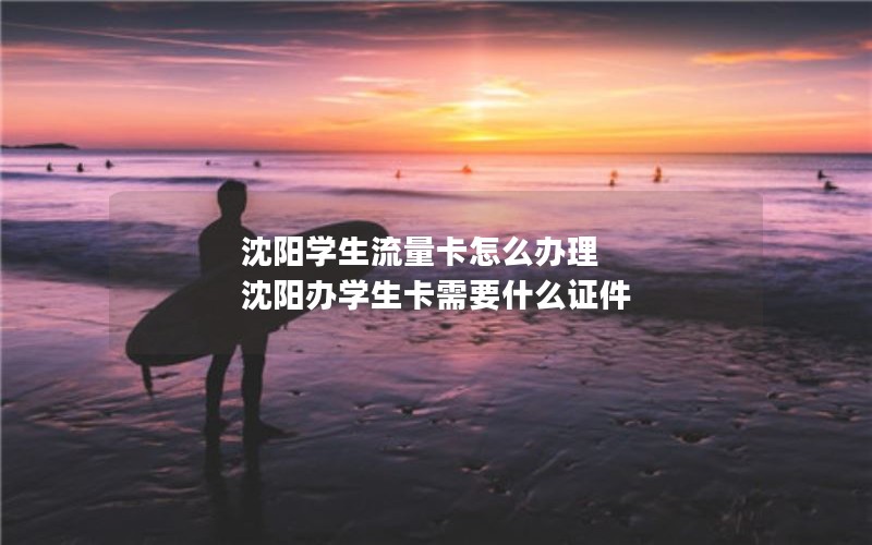 沈阳学生流量卡怎么办理 沈阳办学生卡需要什么证件