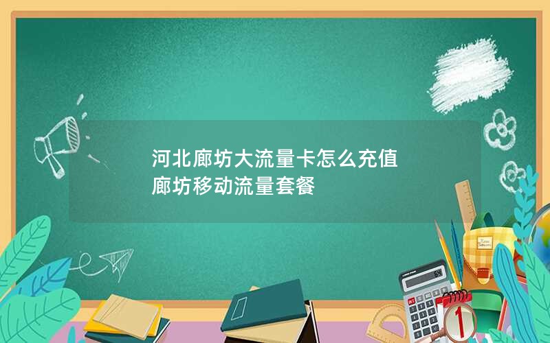 河北廊坊大流量卡怎么充值 廊坊移动流量套餐