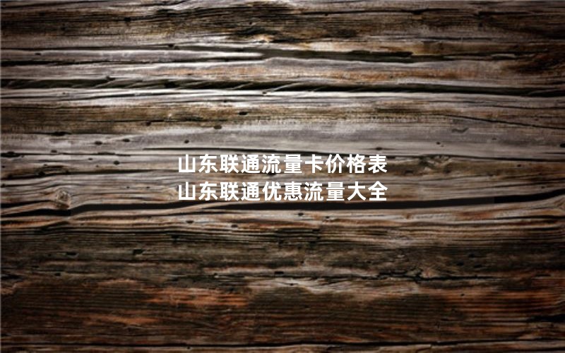 山东联通流量卡价格表 山东联通优惠流量大全