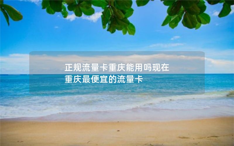 正规流量卡重庆能用吗现在 重庆最便宜的流量卡