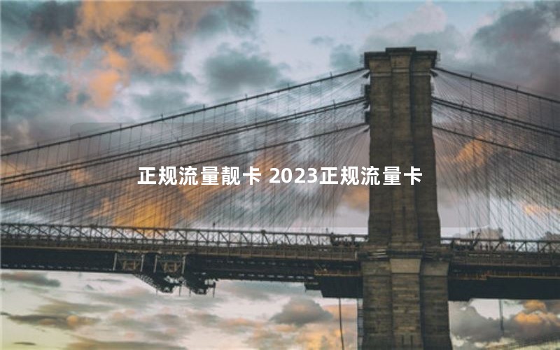 正规流量靓卡 2023正规流量卡