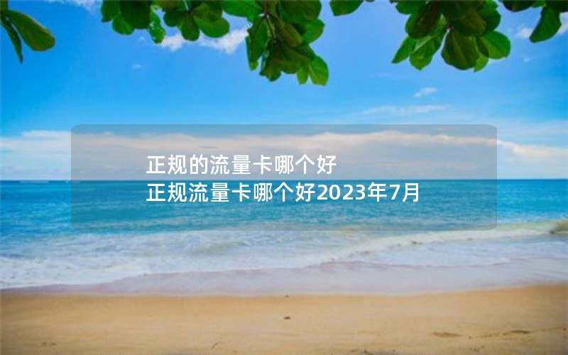 正规的流量卡哪个好 正规流量卡哪个好2023年7月