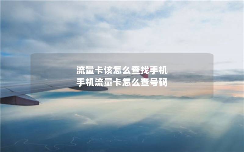 流量卡该怎么查找手机 手机流量卡怎么查号码