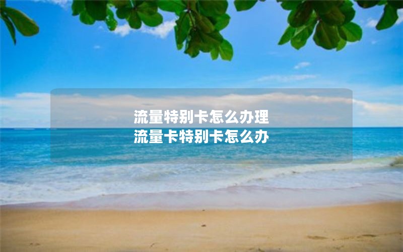 流量特别卡怎么办理 流量卡特别卡怎么办