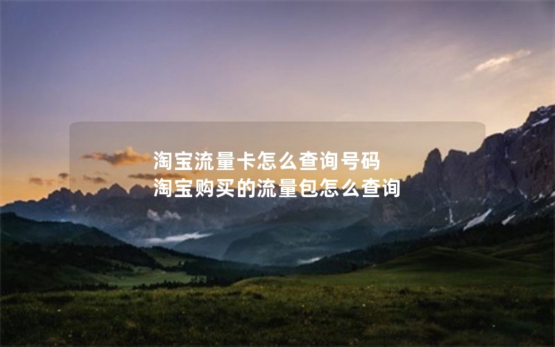 淘宝流量卡怎么查询号码 淘宝购买的流量包怎么查询