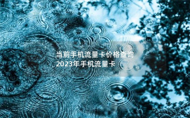 当前手机流量卡价格查询 2023年手机流量卡