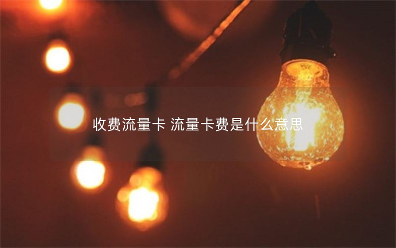 收费流量卡 流量卡费是什么意思
