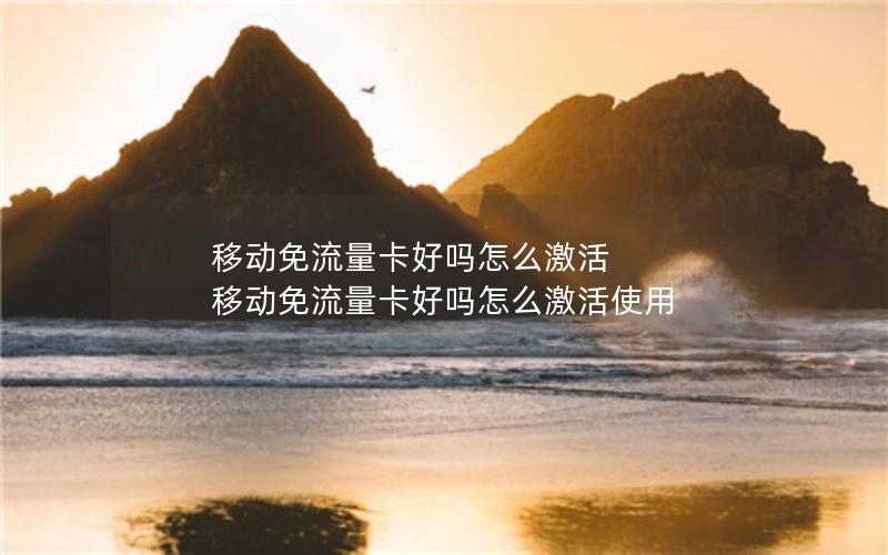 移动免流量卡好吗怎么激活 移动免流量卡好吗怎么激活使用