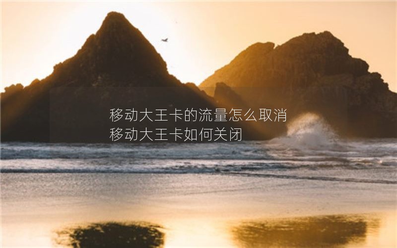 移动大王卡的流量怎么取消 移动大王卡如何关闭