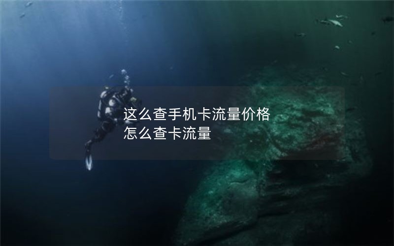 这么查手机卡流量价格 怎么查卡流量