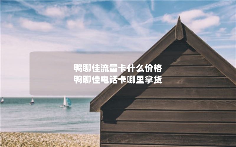鸭聊佳流量卡什么价格 鸭聊佳电话卡哪里拿货