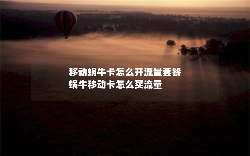 移动蜗牛卡怎么开流量套餐 蜗牛移动卡怎么买流量